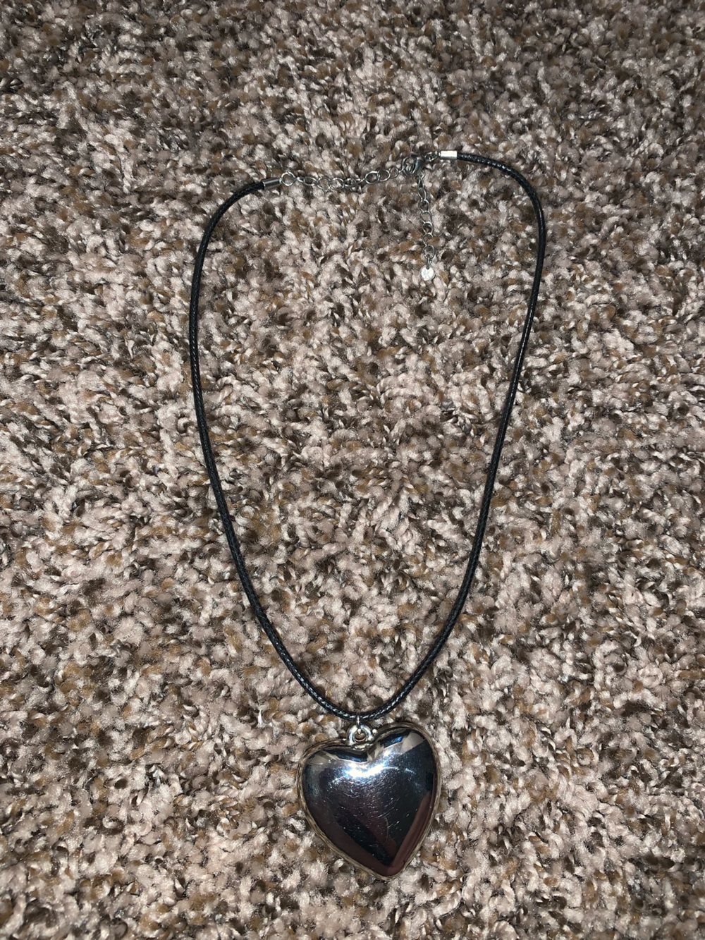 Black Leather Cord Necklace with Silver Accent